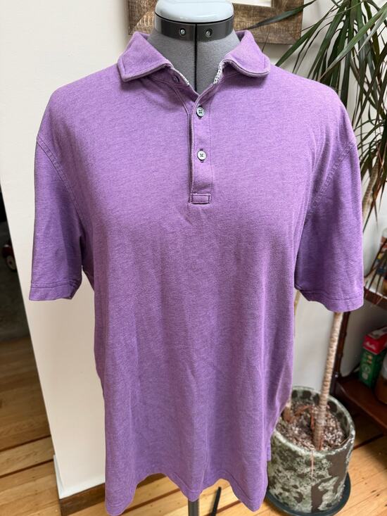Button Down Other - Button Down San Francisco Purple Heather Knit Polo Shirt Preppy